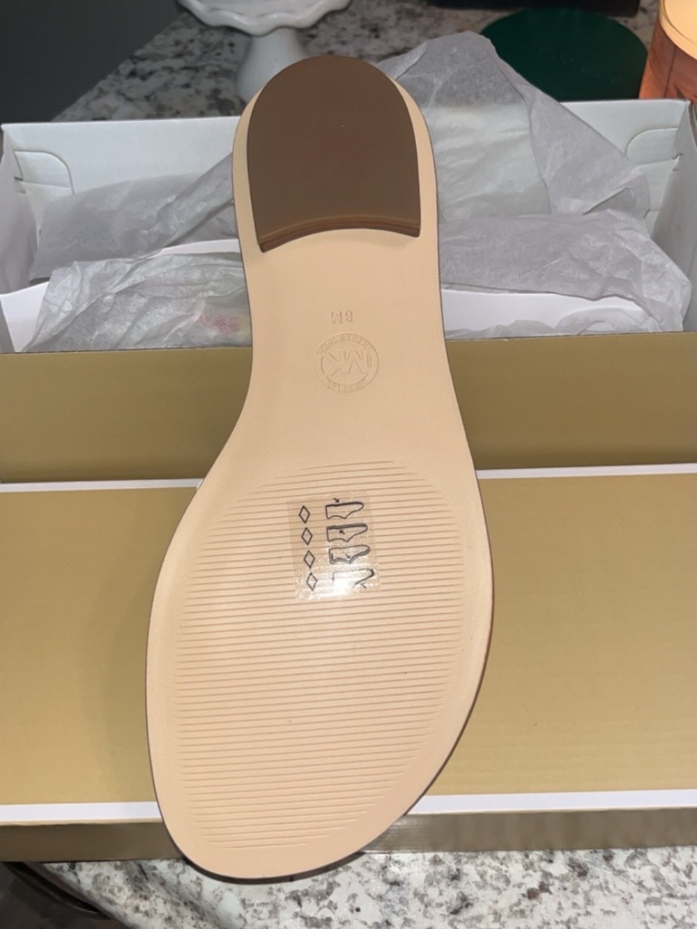 Michael Kors White Slide Sandals with Yellow Lemon & Red Cherry Print - Picture 2 of 5